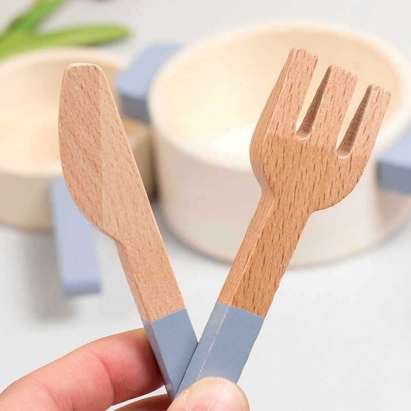 Holz-Spielküche Kinder – Simulations-Küchen-Spielzeugset aus Holz für Kindergarten & Zuhause