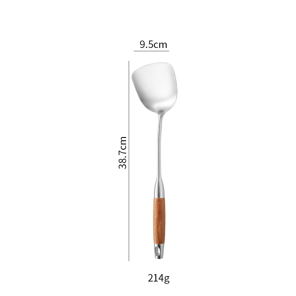 Edelstahl-Küchenwender mit Rosenholzgriff – 316/304 Edelstahl Pfannenwender, Löffel & Sieb-Set