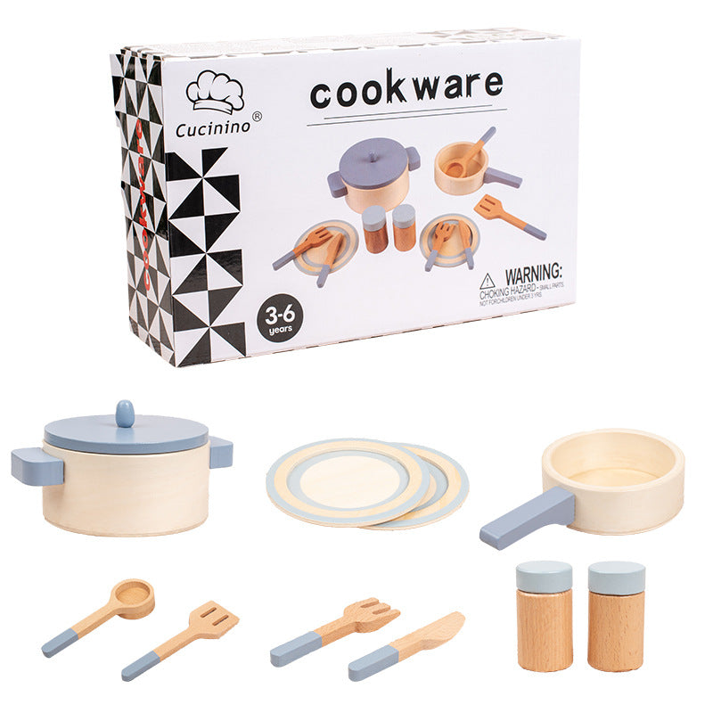 Holz-Spielküche Kinder – Simulations-Küchen-Spielzeugset aus Holz für Kindergarten & Zuhause