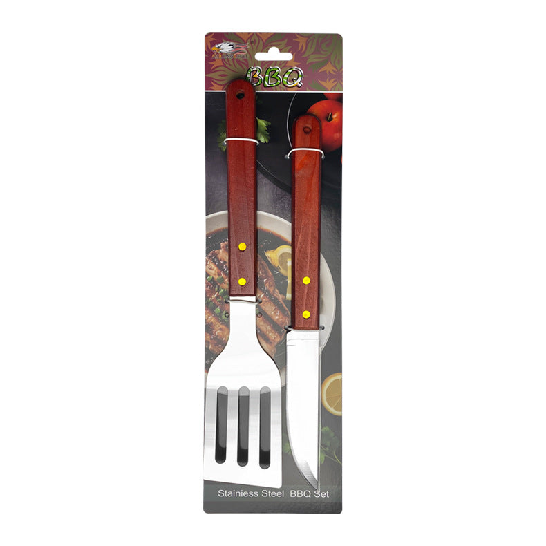BBQ-Grillset aus Edelstahl mit Holzgriff – Outdoor Camping Grillzubehör mit Tragetasche