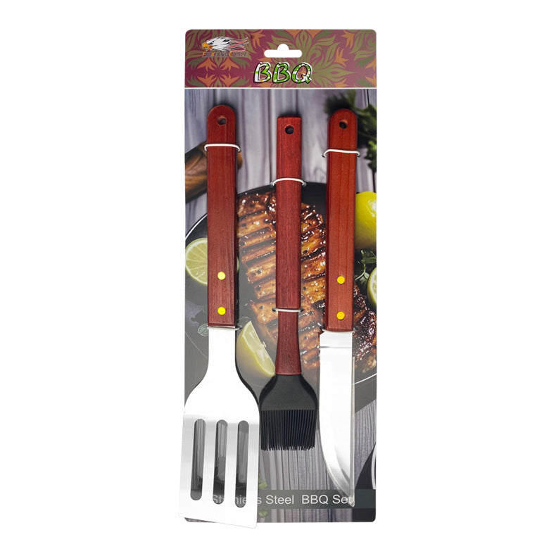 BBQ-Grillset aus Edelstahl mit Holzgriff – Outdoor Camping Grillzubehör mit Tragetasche