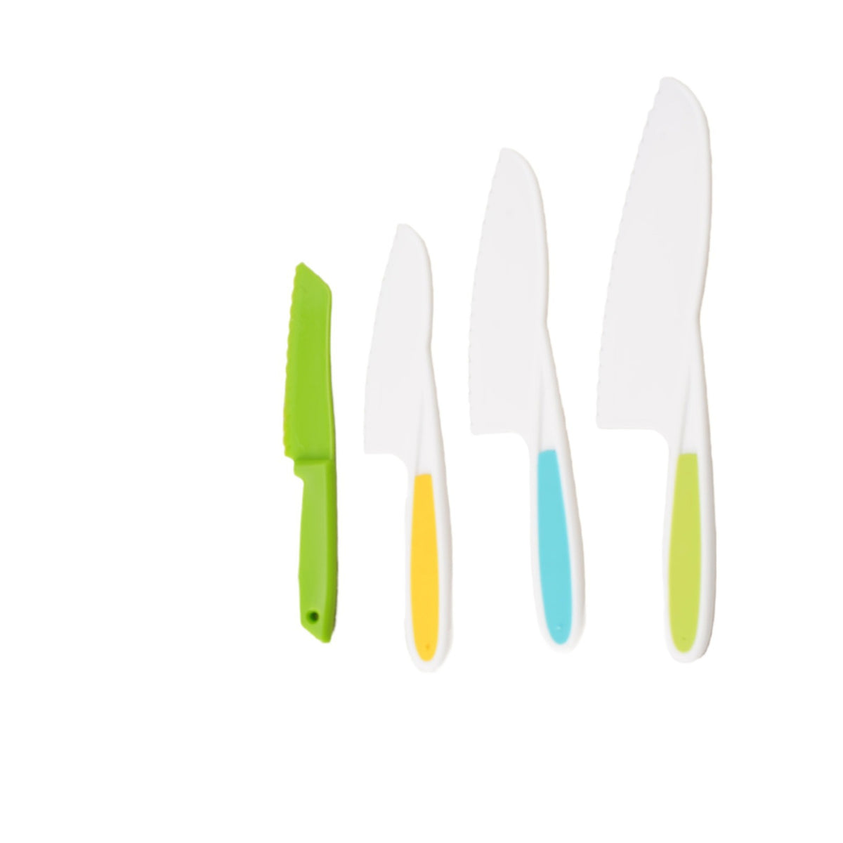 Kindersicherheits-Messer-Set 4-teilig – Lernküche, Kunststoffmesser, Brot & Backwaren