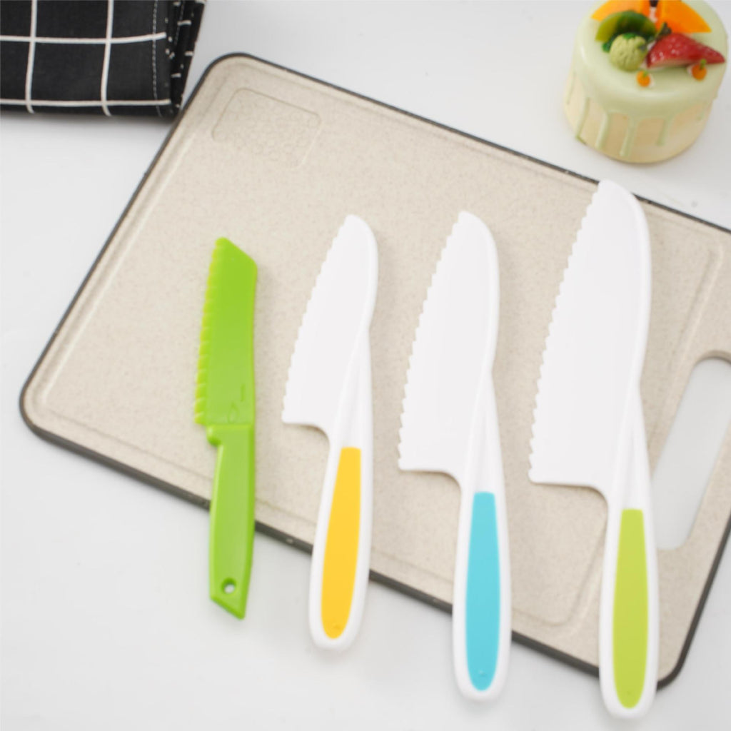 Kindersicherheits-Messer-Set 4-teilig – Lernküche, Kunststoffmesser, Brot & Backwaren