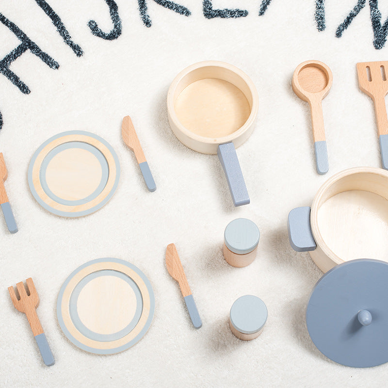 Holz-Spielküche Kinder – Simulations-Küchen-Spielzeugset aus Holz für Kindergarten & Zuhause