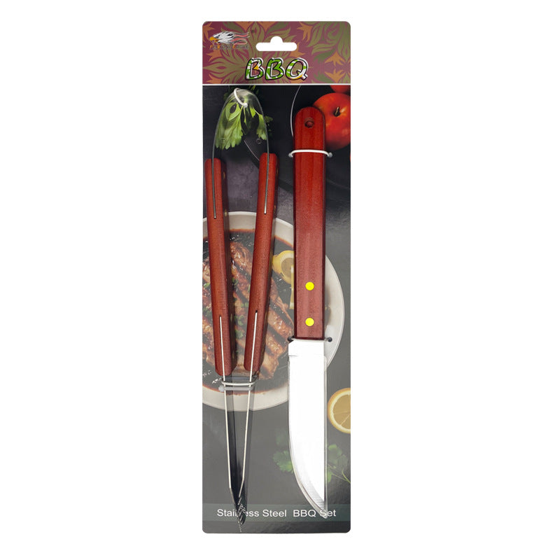 BBQ-Grillset aus Edelstahl mit Holzgriff – Outdoor Camping Grillzubehör mit Tragetasche
