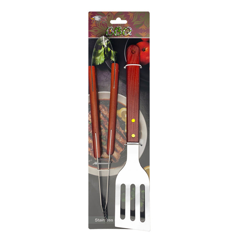 BBQ-Grillset aus Edelstahl mit Holzgriff – Outdoor Camping Grillzubehör mit Tragetasche