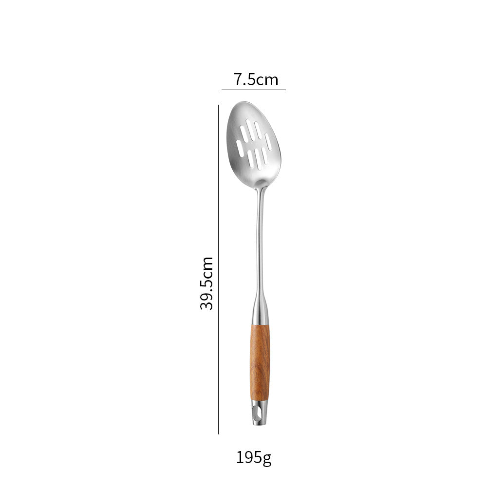 Edelstahl-Küchenwender mit Rosenholzgriff – 316/304 Edelstahl Pfannenwender, Löffel & Sieb-Set