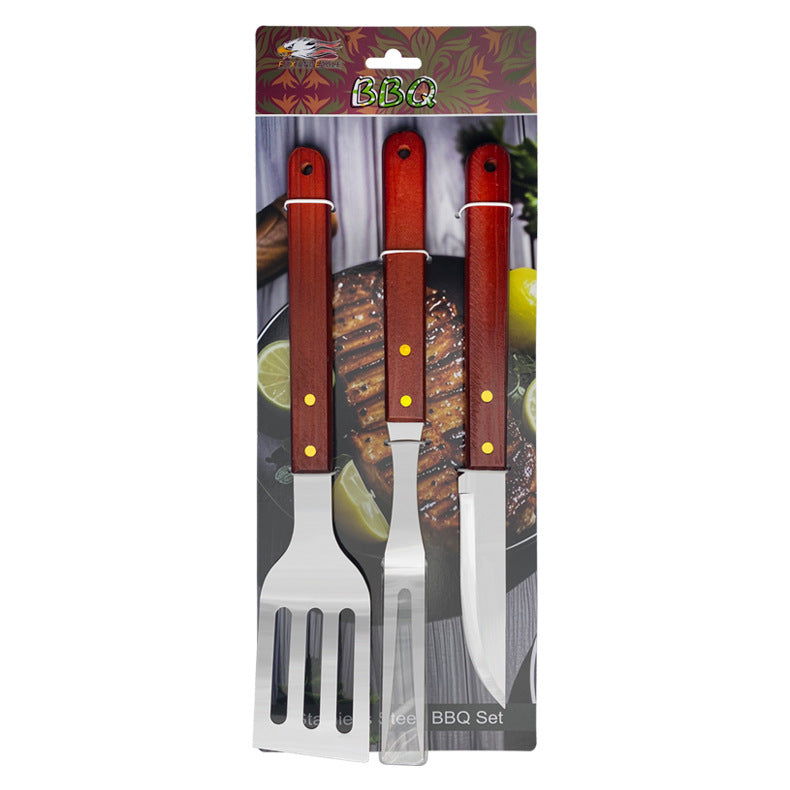 BBQ-Grillset aus Edelstahl mit Holzgriff – Outdoor Camping Grillzubehör mit Tragetasche
