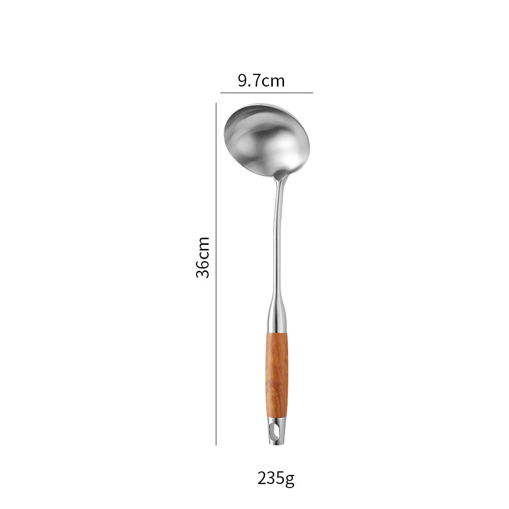 Edelstahl-Küchenwender mit Rosenholzgriff – 316/304 Edelstahl Pfannenwender, Löffel & Sieb-Set
