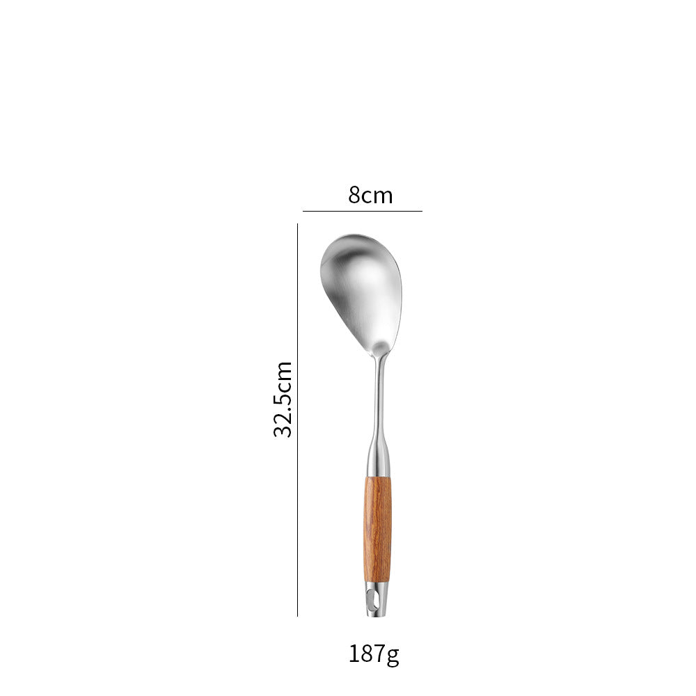 Edelstahl-Küchenwender mit Rosenholzgriff – 316/304 Edelstahl Pfannenwender, Löffel & Sieb-Set