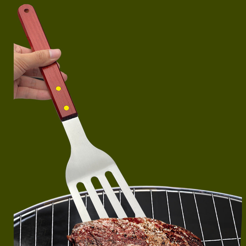 BBQ-Grillset aus Edelstahl mit Holzgriff – Outdoor Camping Grillzubehör mit Tragetasche