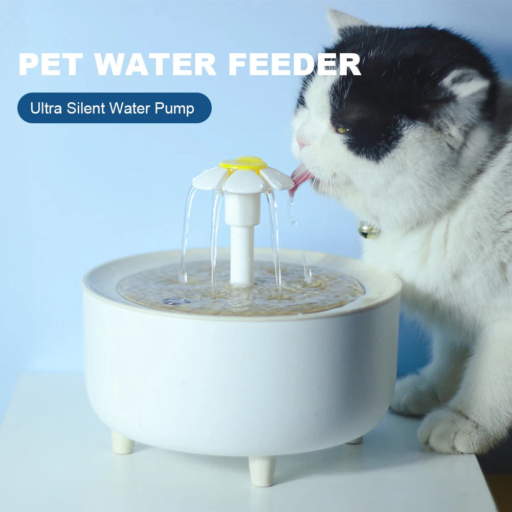 Automatischer Katzenwasserbrunnen 1200ml – USB, leise, mit Aktivkohlefilter, für Katzen & Hunde (Weiß/Transparent)