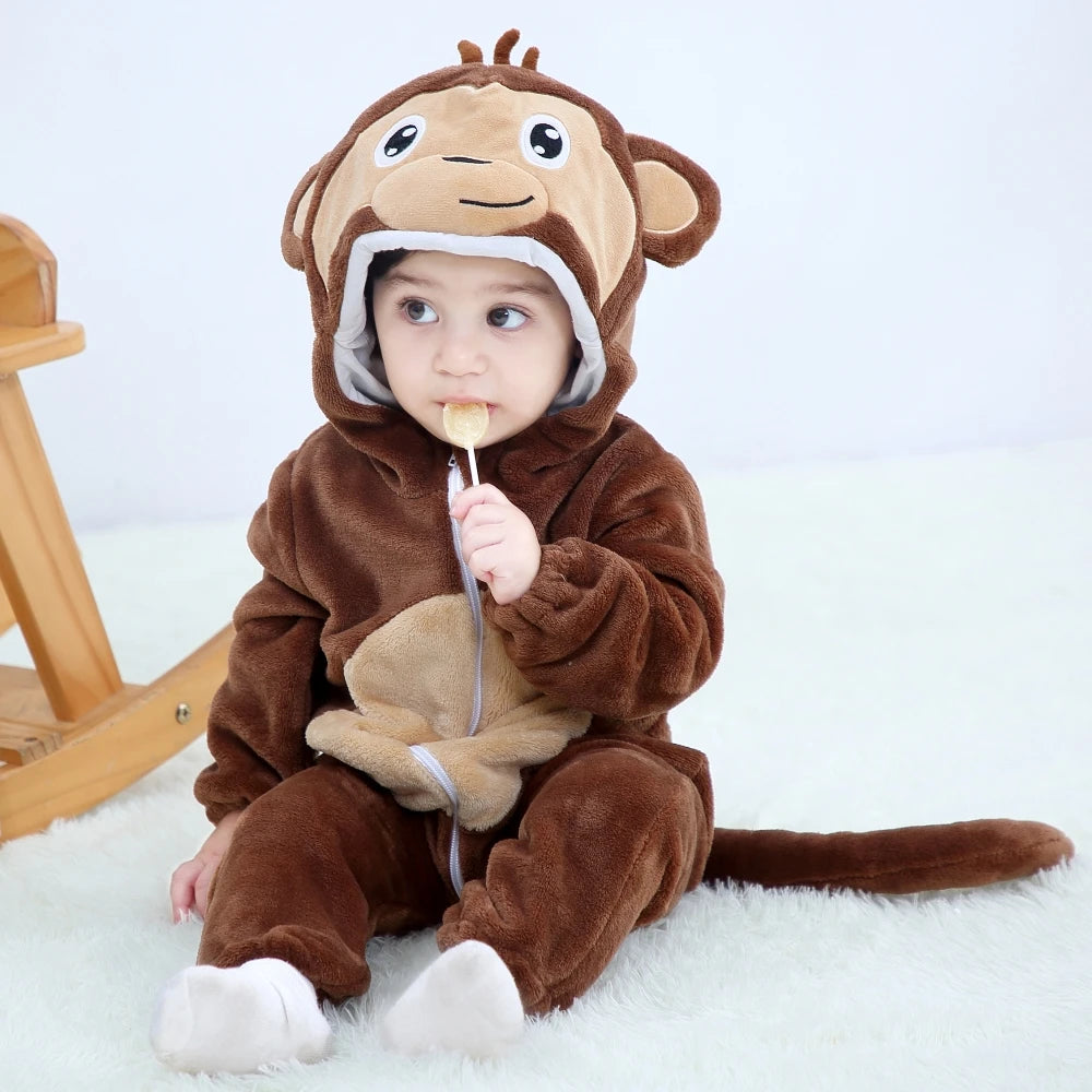 Baby Tier-Jumpsuit Strampler – Cosplay Kostüm für Kleinkinder, Flanell, Unisex (2–36 Monate)