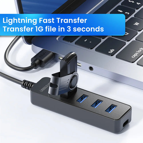 4-Port USB Hub – USB 3.0 & USB-C, Highspeed, für Laptop & PC