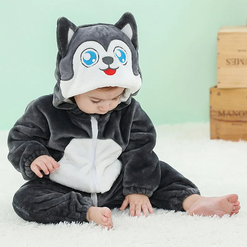 Baby Tier-Jumpsuit Strampler – Cosplay Kostüm für Kleinkinder, Flanell, Unisex (2–36 Monate)