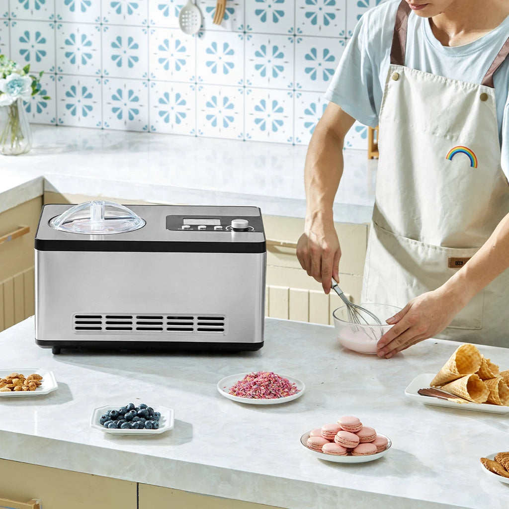 Automatische Eismaschine mit eingebautem Kompressor – 2 Quart, kein Vorfrieren, für Eis, Sorbet & Frozen Yogurt