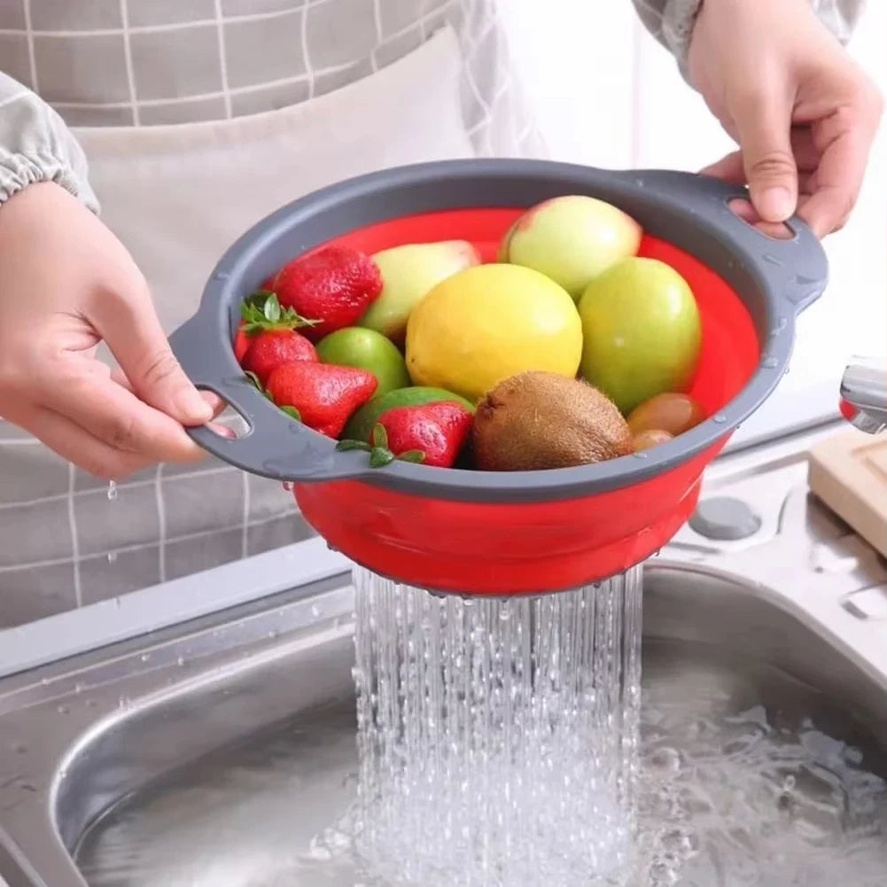 Faltbarer Silikon-Abtropfkorb – Gemüse- & Obstsieb für die Küche