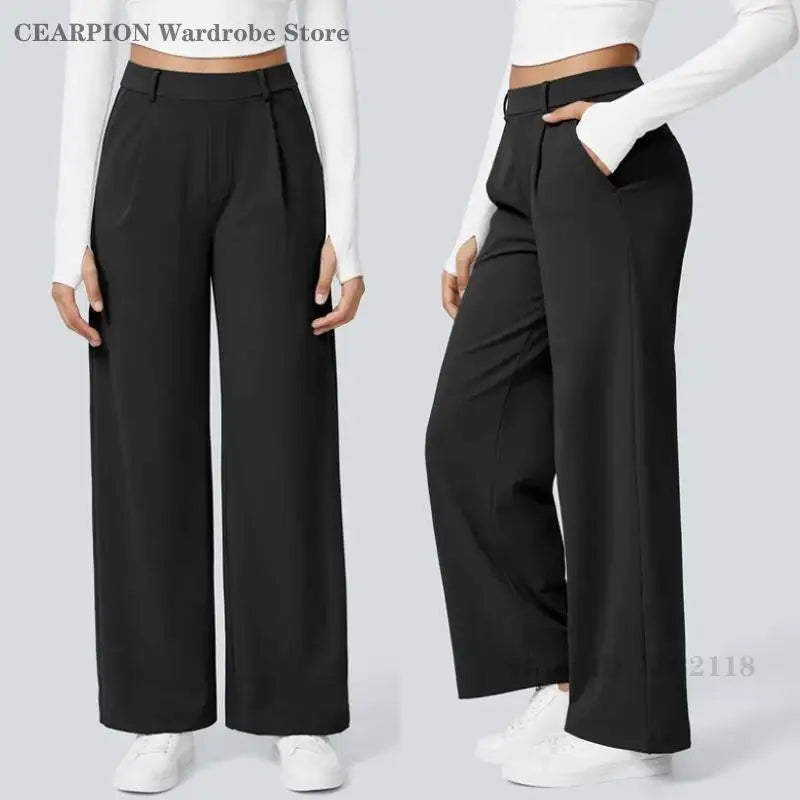 Damen Yogahose – Weite Sporthose mit Taschen & hohem Bund