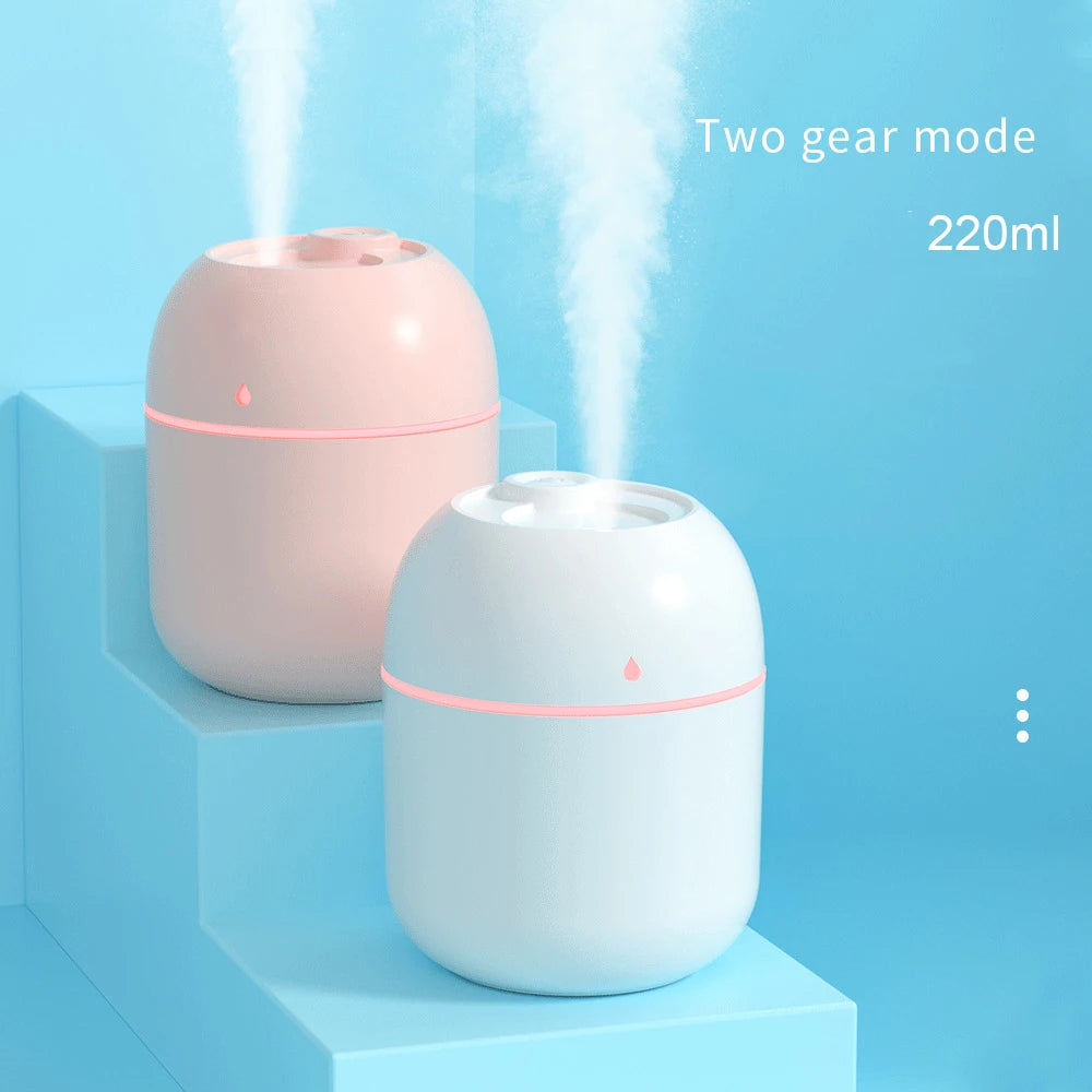 Mini Luftbefeuchter USB – 220ml mit Farbwechsellicht & Aroma-Diffuser