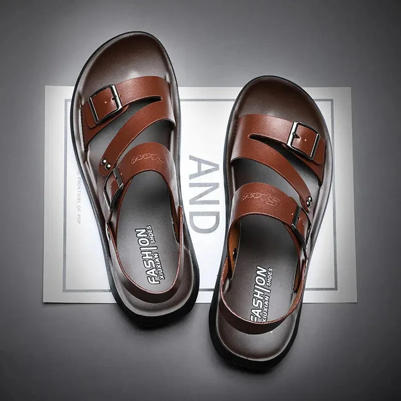 Herren PU-Leder Sandalen – Offene Zehenpartie, Retro Gladiator-Stil