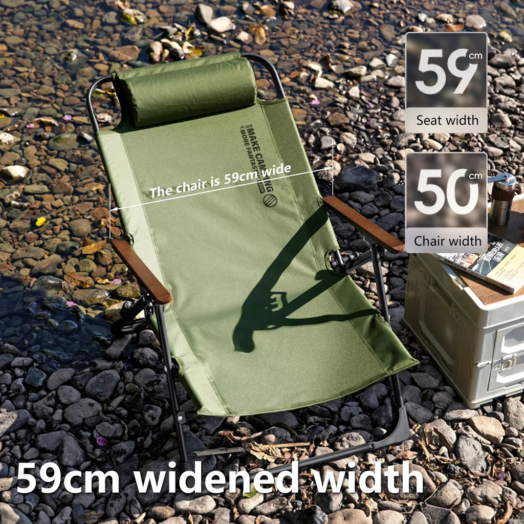 Camping Klappstuhl mit abnehmbarem Kissen – Verstellbare Armlehnen, Grün