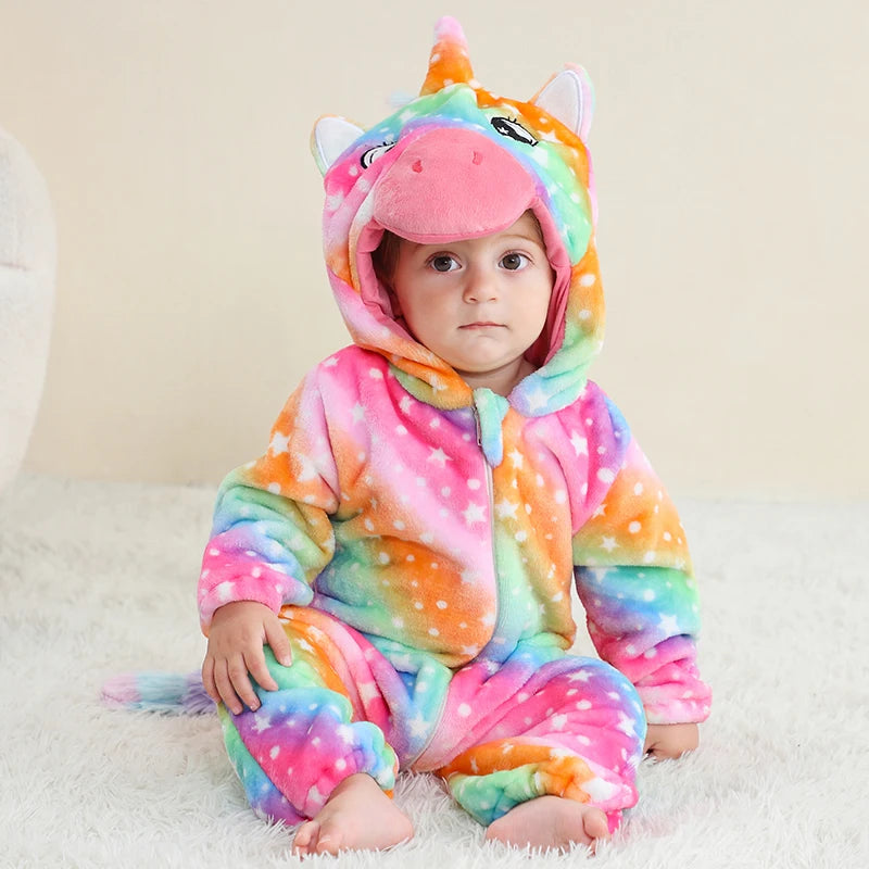 Baby Tier-Jumpsuit Strampler – Cosplay Kostüm für Kleinkinder, Flanell, Unisex (2–36 Monate)