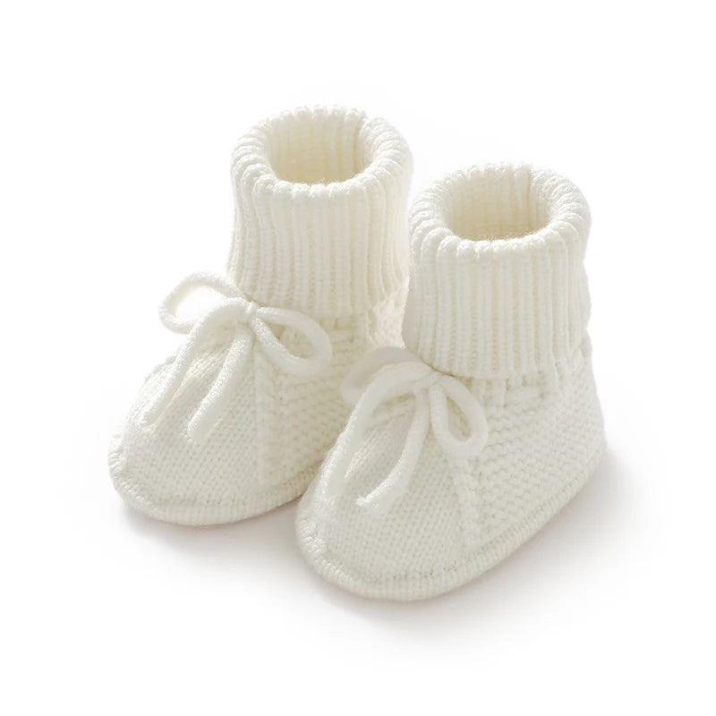 Baby Lauflernschuhe – Weiche Stricksohle mit Schleife, rutschfest (0–18 Monate)