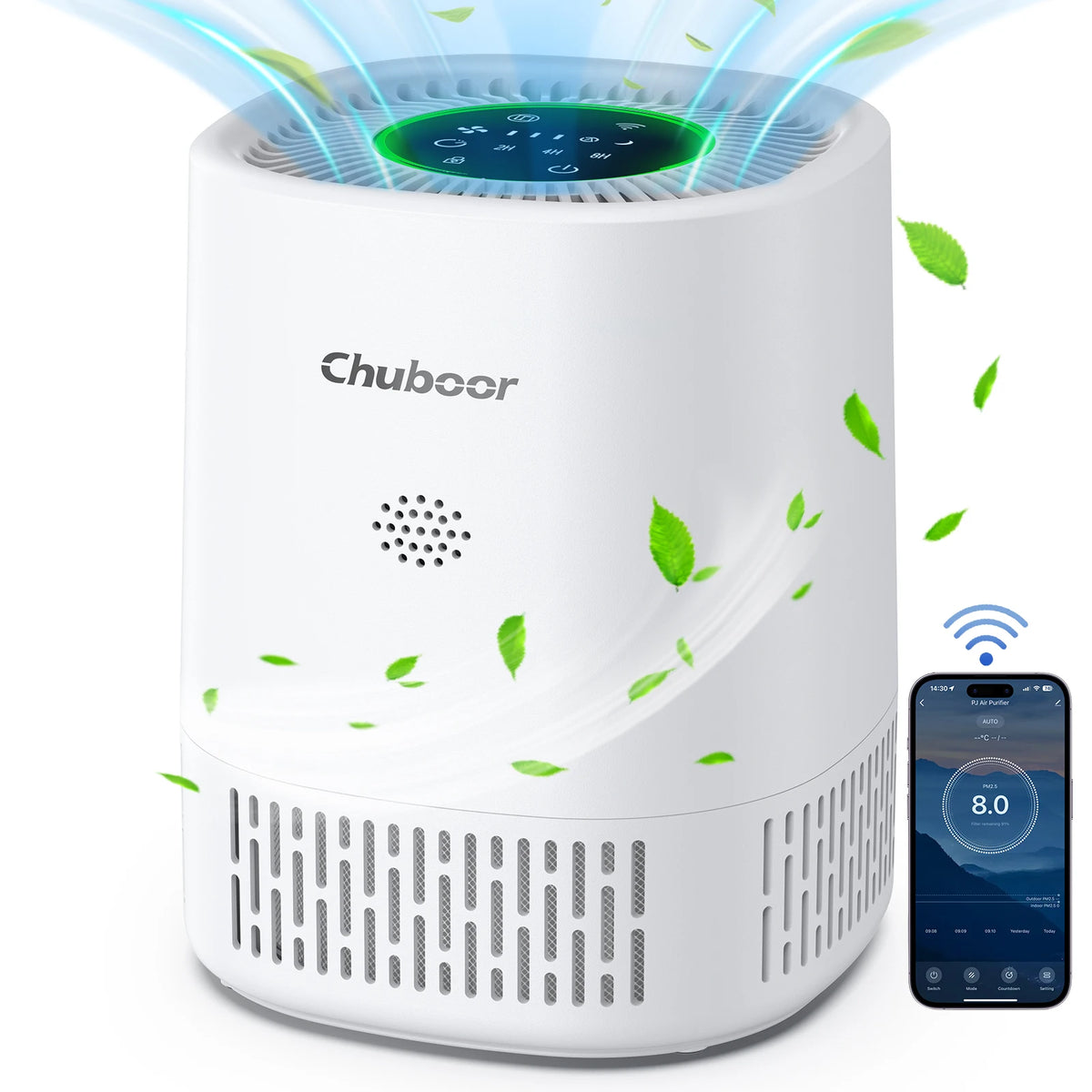 Luftreiniger mit HEPA H13 Filter – für Schlafzimmer & Büro, leise, WiFi-Steuerung, 31–40 m²