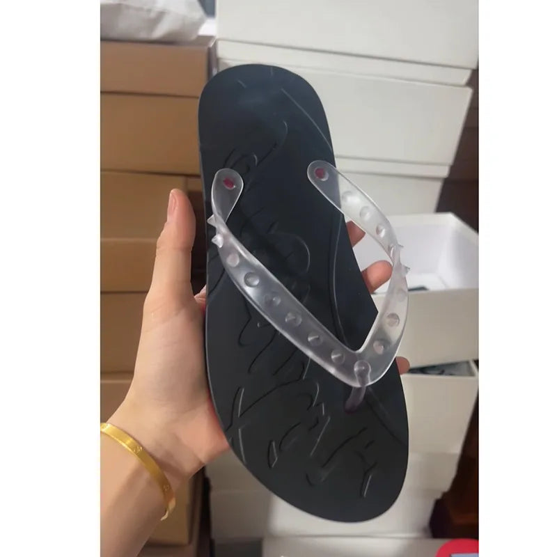 Herren Strandsandalen mit roter Sohle – Modische Leder Flip Flops