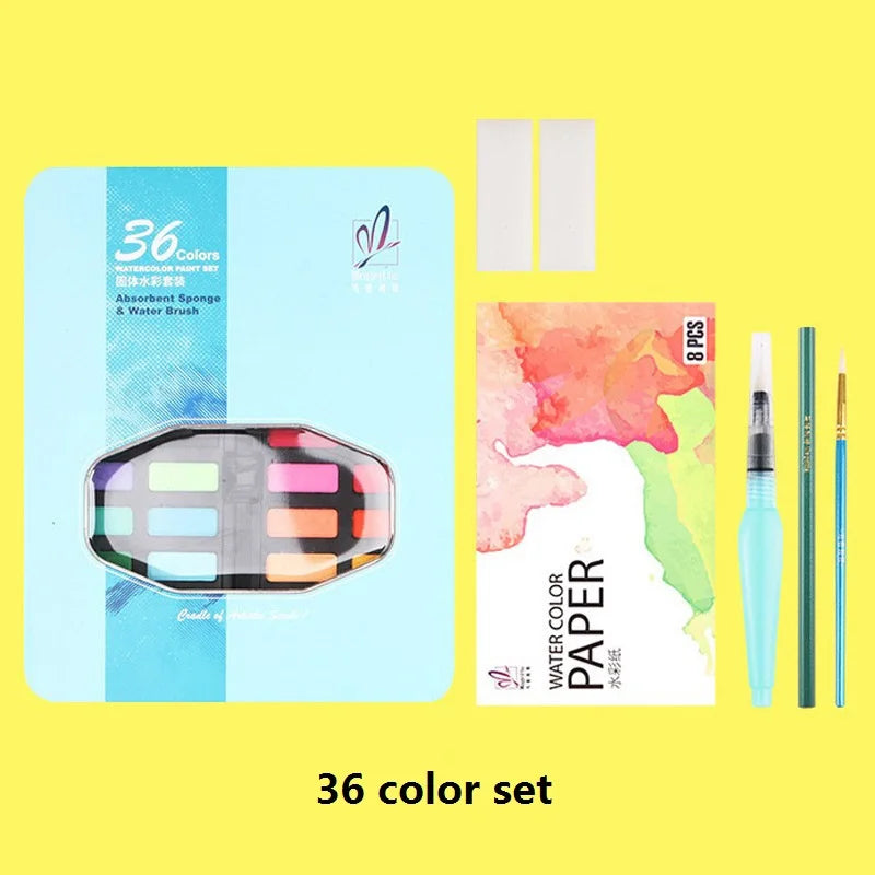 Professionelles Aquarell-Malset – 24/36/48 Farben, Reise-Set für Künstler & Kinder