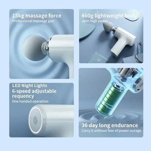 AI Faszien-Massagepistole – 4 Aufsätze, 6 Stufen, LED, USB-C