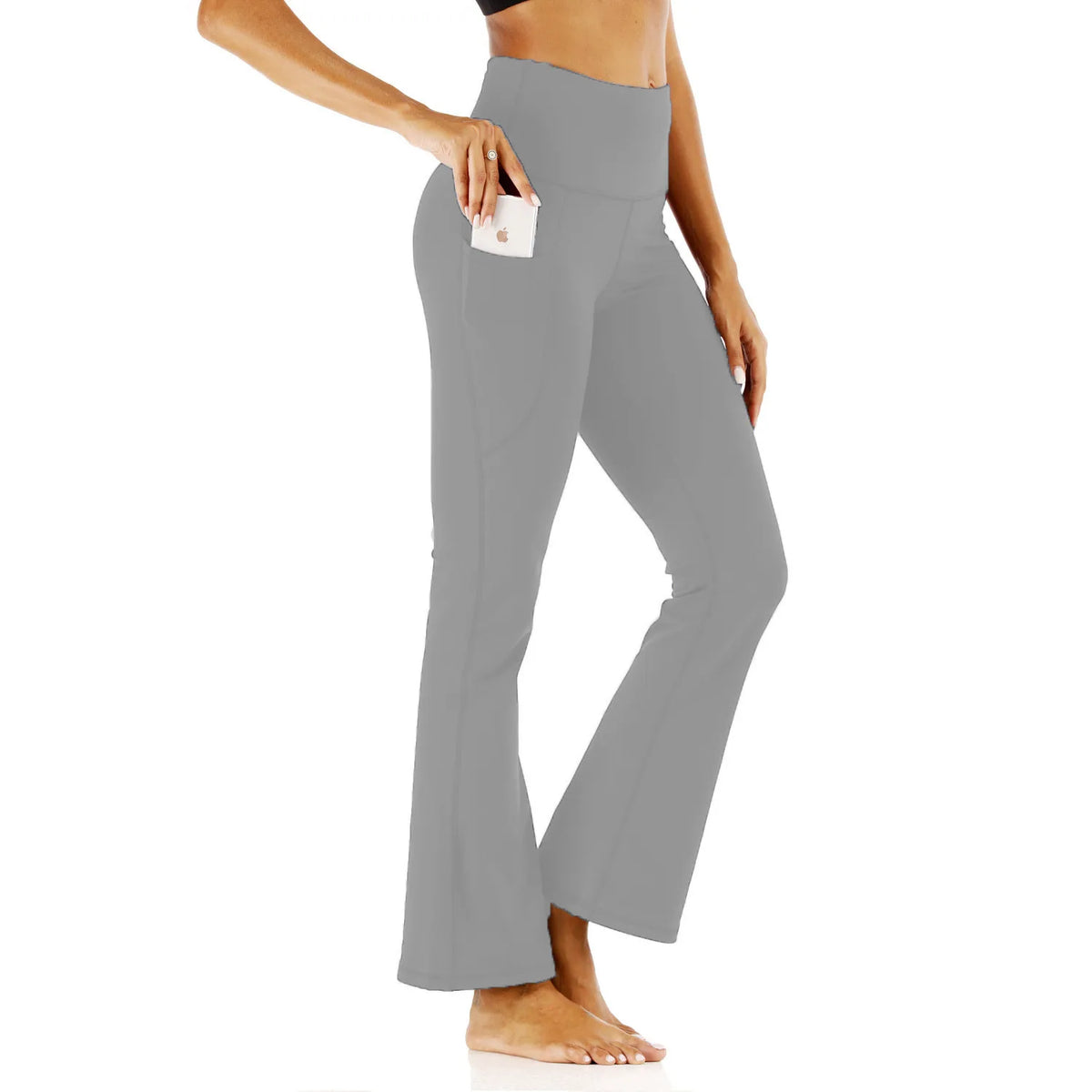 Damen Flare-Leggings mit Taschen – High-Waist, Bootcut, Bauchkontrolle