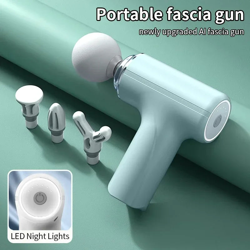 AI Faszien-Massagepistole – 4 Aufsätze, 6 Stufen, LED, USB-C