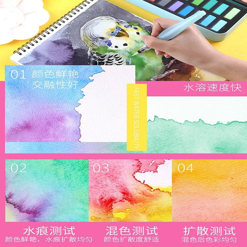 Professionelles Aquarell-Malset – 24/36/48 Farben, Reise-Set für Künstler & Kinder