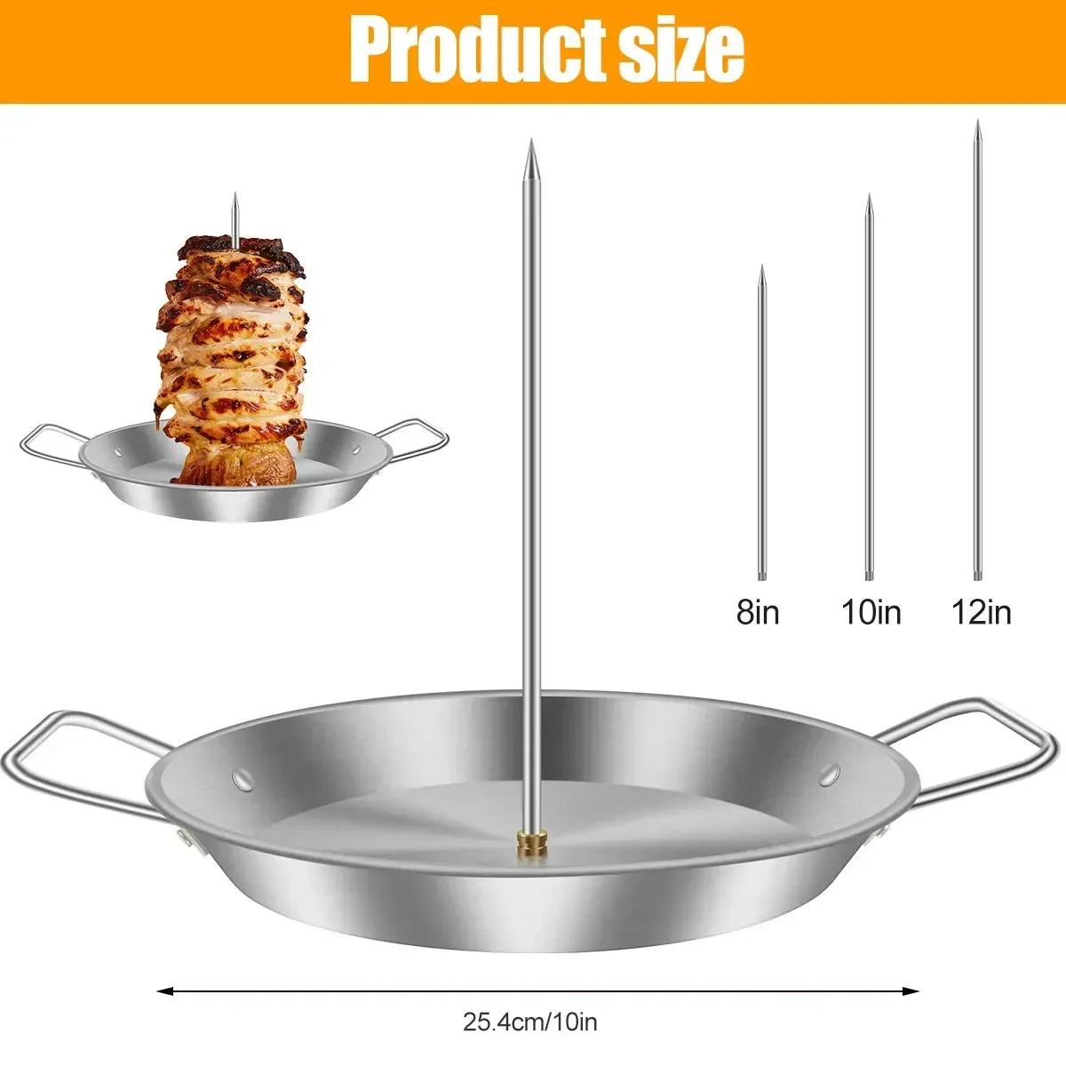 Vertikaler Fleischspiess-Ständer – Edelstahl, Silber | BBQ, Ofen & Grill