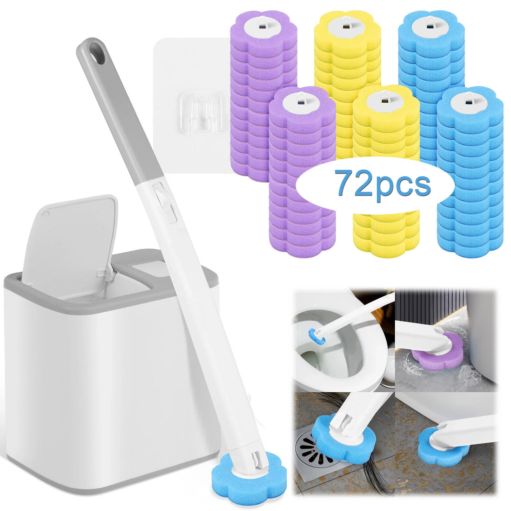 WC-Bürste mit Halter & Einweg-Wechselköpfen – 360° Reinigung, hygienisch & duftig