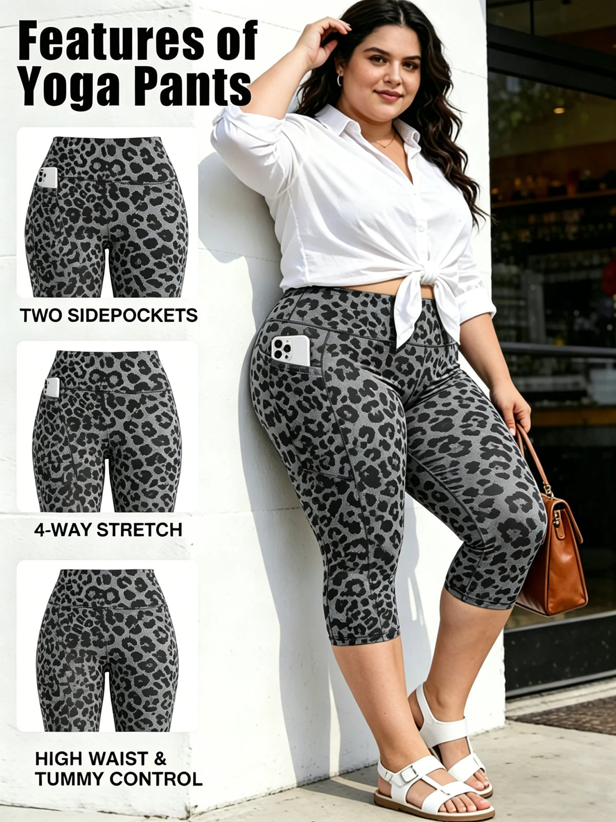 Plus-Size Leggings mit Taschen – High-Waist, Bauchkontrolle, weich