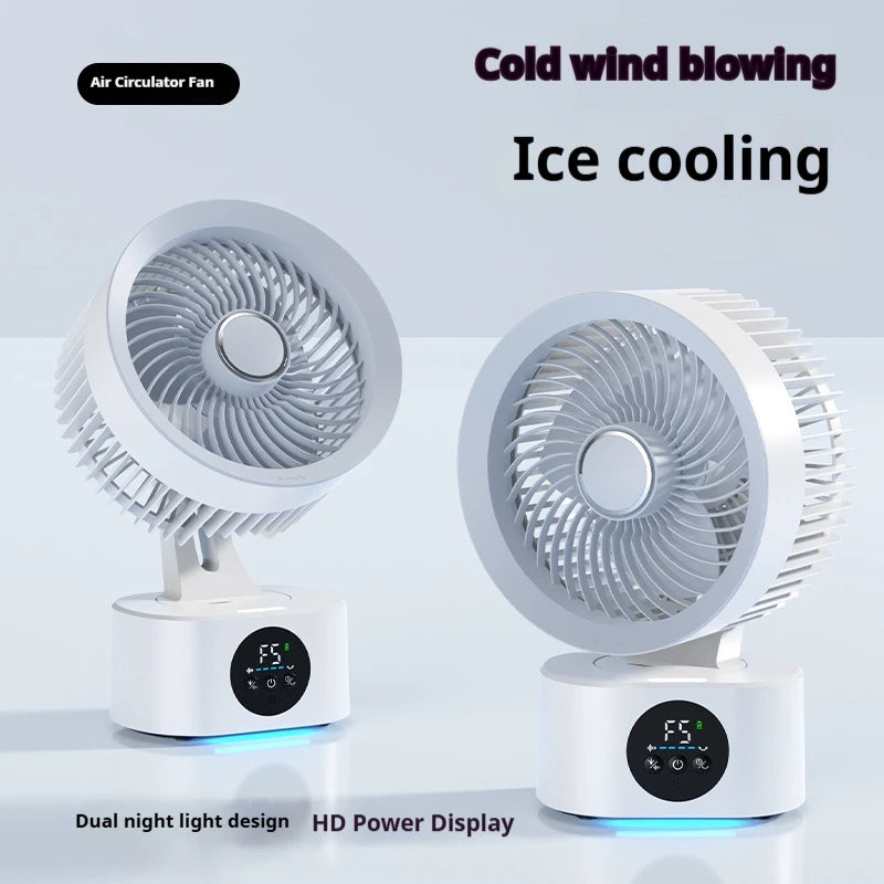 Tragbarer Akku-Ventilator – Wandmontage, faltbar, drehbar mit Nachtlicht (USB 5V)