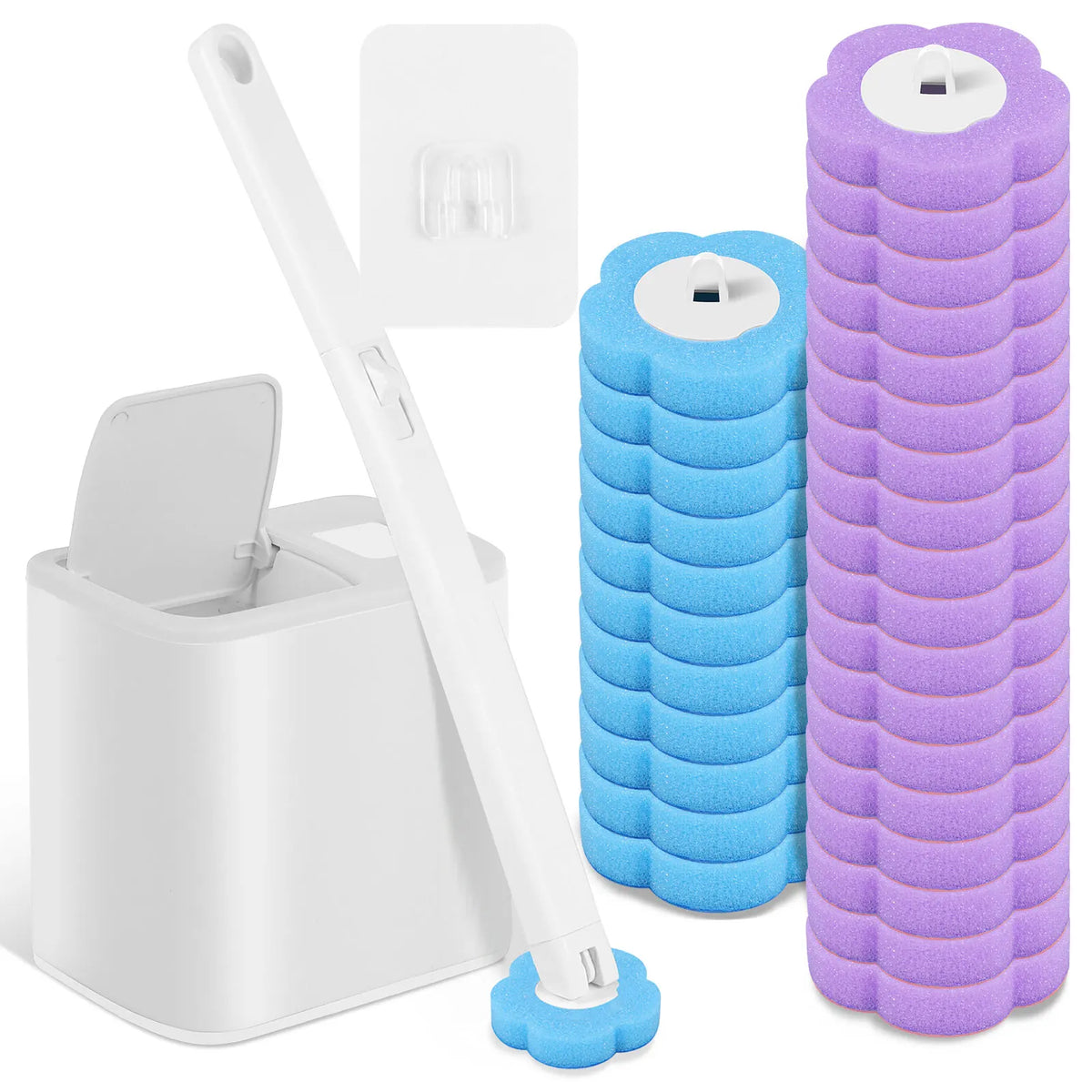 WC-Bürste mit Halter & Einweg-Wechselköpfen – 360° Reinigung, hygienisch & duftig