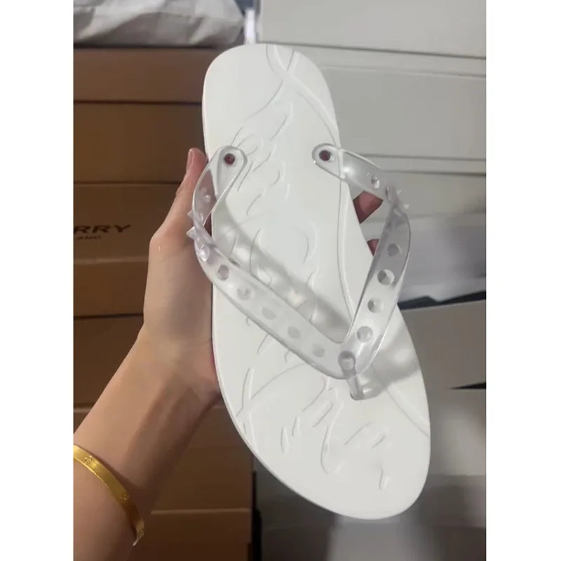 Herren Strandsandalen mit roter Sohle – Modische Leder Flip Flops