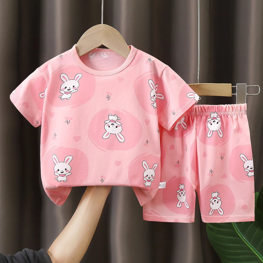 Kinder Sommer-Set 2-teilig – T-Shirt & Shorts mit Cartoon-Print (Baumwolle)