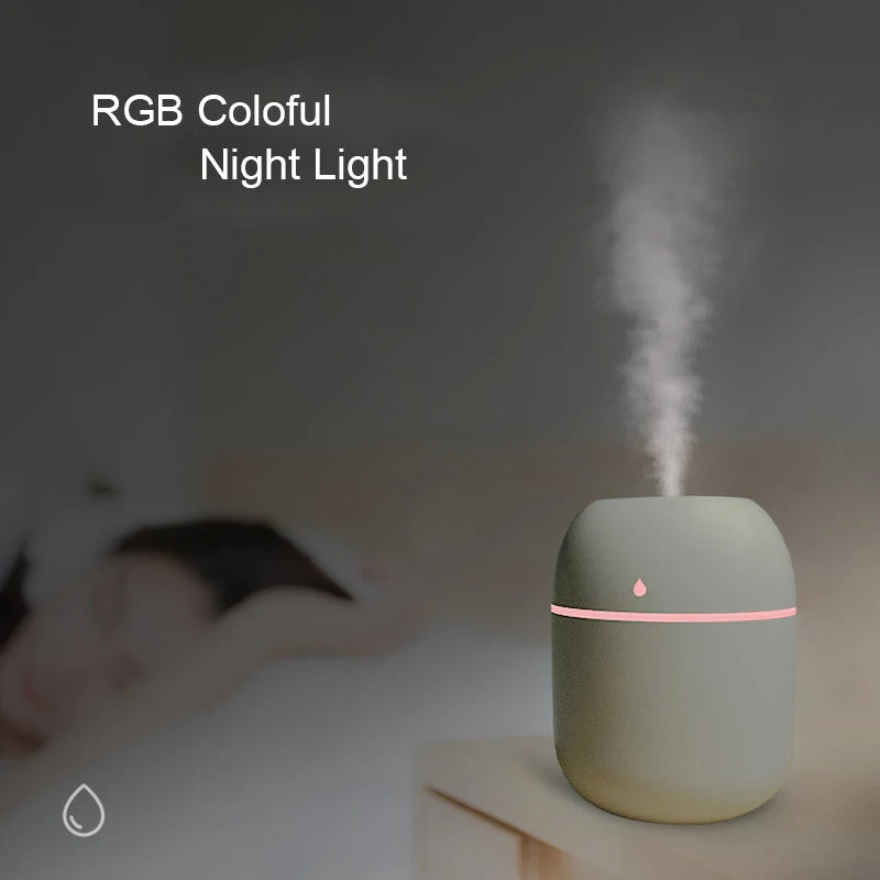 Mini Luftbefeuchter USB – 220ml mit Farbwechsellicht & Aroma-Diffuser