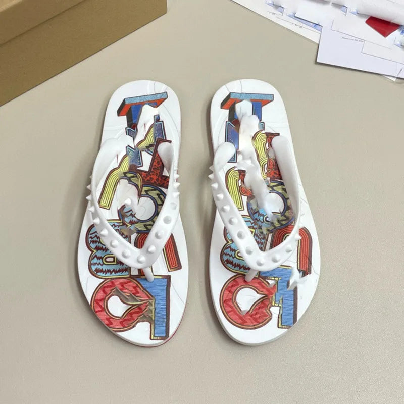 Herren Strandsandalen mit roter Sohle – Modische Leder Flip Flops