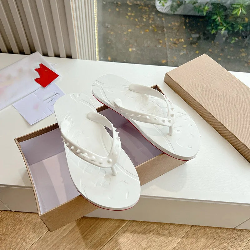 Herren Strandsandalen mit roter Sohle – Modische Leder Flip Flops