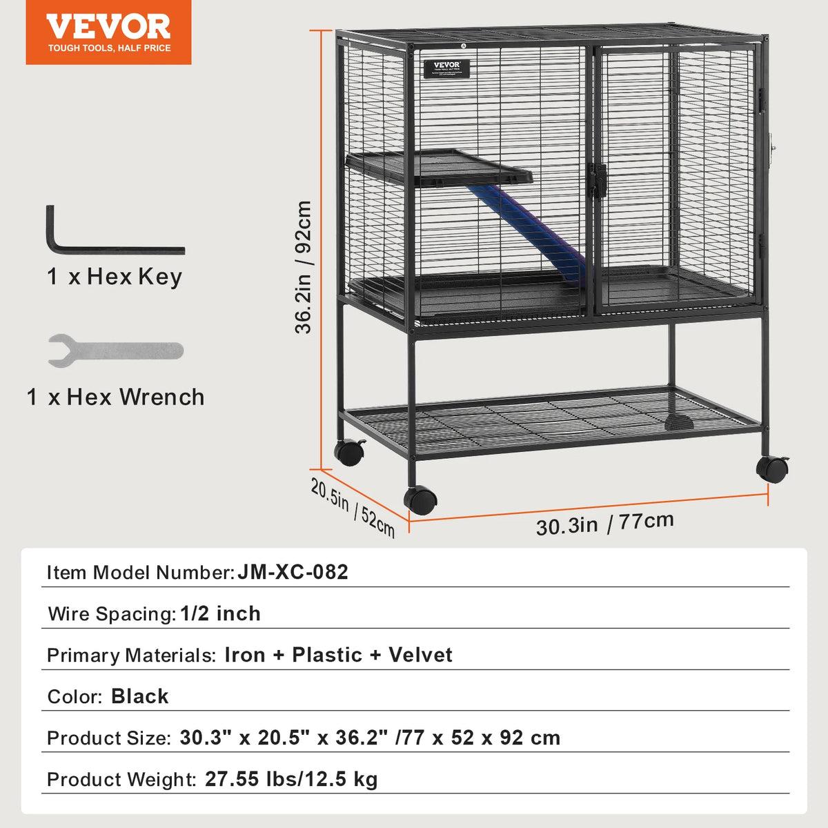 Rollender Metall-Kleintierкäfig 4-stöckig – Großer Käfig für Frettchen, Ratten, Hamster, Meerschweinchen & Chinchilla