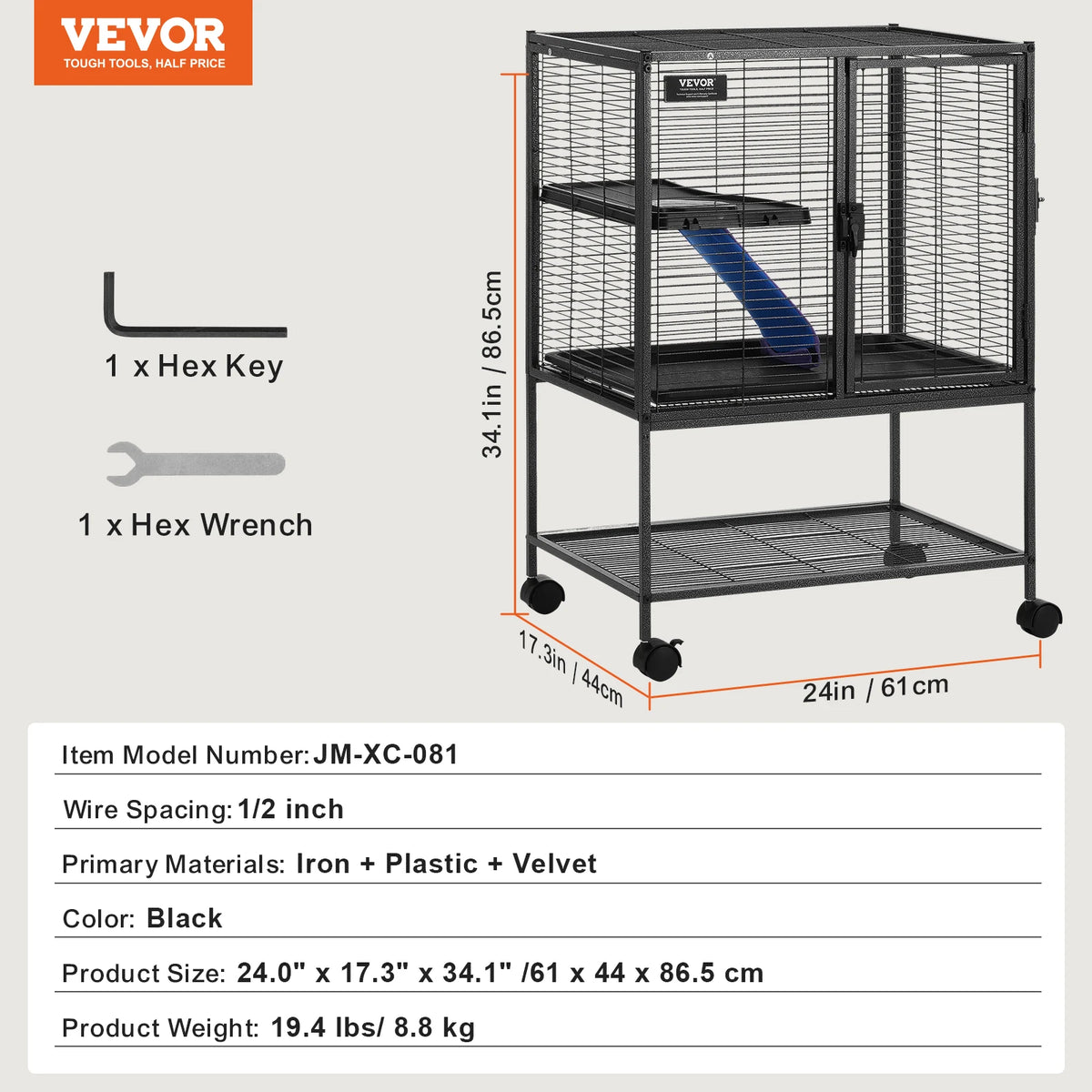 Rollender Metall-Kleintierкäfig 4-stöckig – Großer Käfig für Frettchen, Ratten, Hamster, Meerschweinchen & Chinchilla