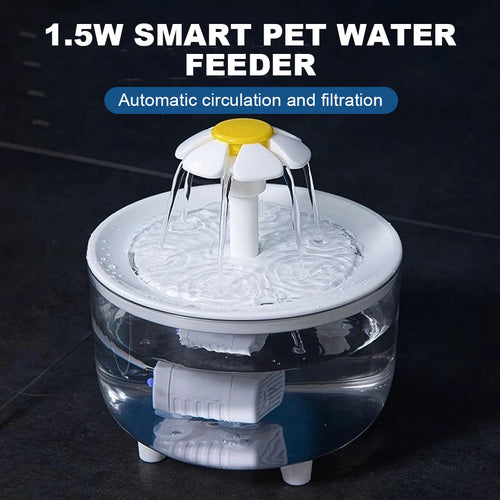 Automatischer Katzenwasserbrunnen 1200ml – USB, leise, mit Aktivkohlefilter, für Katzen & Hunde (Weiß/Transparent)