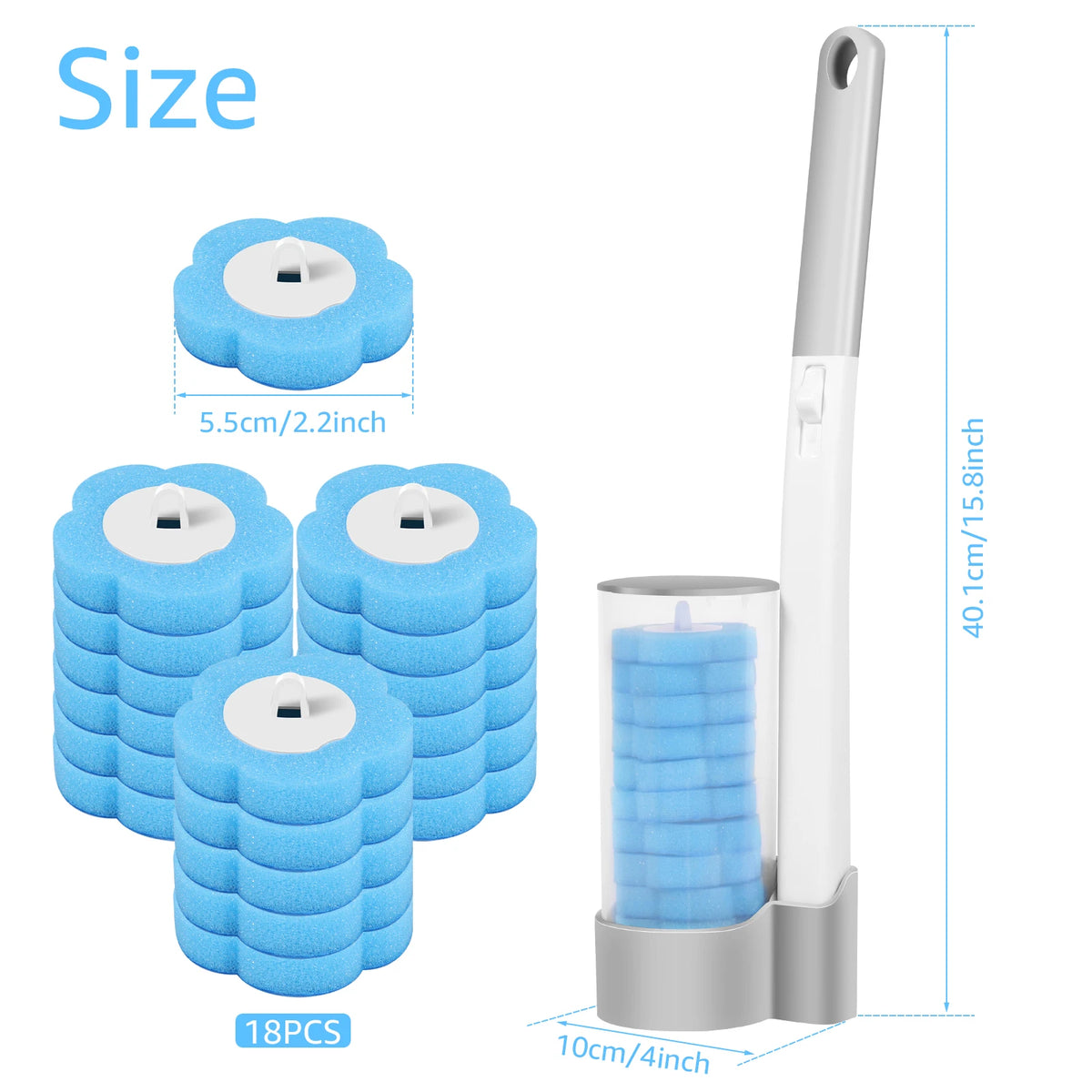 WC-Bürste mit Halter & Einweg-Wechselköpfen – 360° Reinigung, hygienisch & duftig