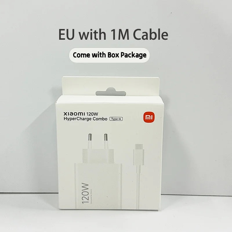 Xiaomi Original 120W HyperCharge Ladegerät – EU/US, 6A USB-C Kabel, für Xiaomi, Redmi, Poco & Black Shark