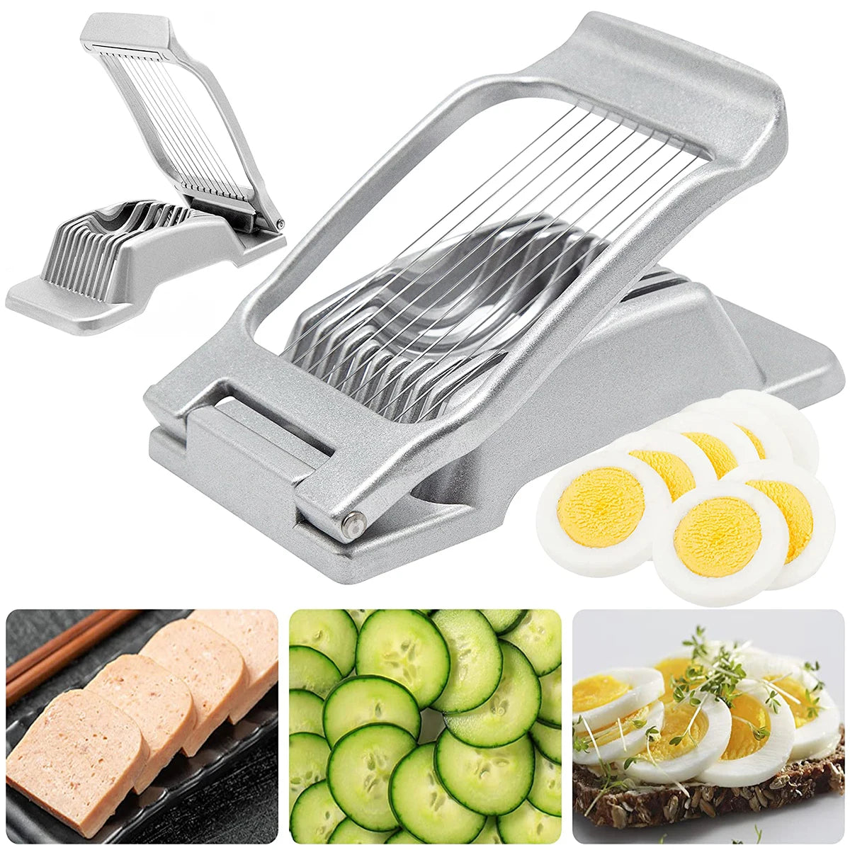 Multifunktionaler Eierschneider aus Aluminiumlegierung – Eierteiler & Gemüse-Slicer